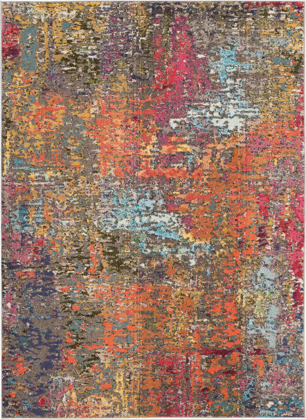 Homeroots 5' X 7' Sunset Abstract Power Loom Non Skid Area Rug  Polypropylene 480206