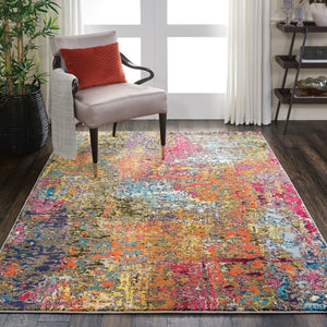 HomeRoots 4' Sunset Abstract Area Rug – Stylish Geometric Design for Living Rooms, Bedrooms & Home Offices 5' X 7' Rectangle 480206