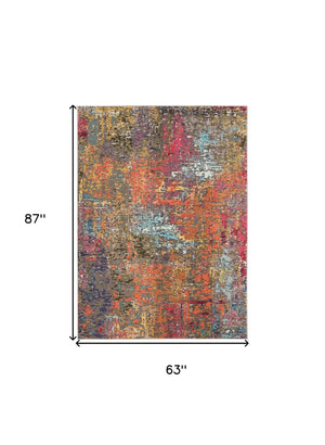 Homeroots 5' X 7' Sunset Abstract Power Loom Non Skid Area Rug  Polypropylene 480206