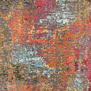 Homeroots 5' X 7' Sunset Abstract Power Loom Non Skid Area Rug  Polypropylene 480206