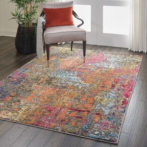 HomeRoots 4' Sunset Abstract Area Rug – Stylish Geometric Design for Living Rooms, Bedrooms & Home Offices 5' X 7' Rectangle 480206