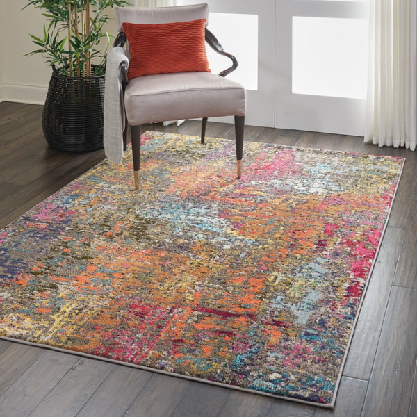 HomeRoots 4' Sunset Abstract Area Rug – Stylish Geometric Design for Living Rooms, Bedrooms & Home Offices 5' X 7' Rectangle 480206