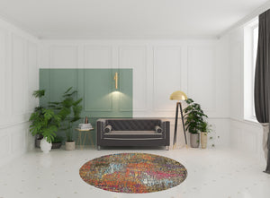 Homeroots 8' X 8' Sunset Round Abstract Power Loom Non Skid Area Rug  Polypropylene 480207