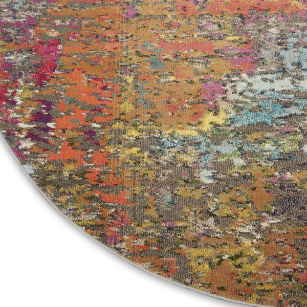 HomeRoots 4' Sunset Abstract Area Rug – Stylish Geometric Design for Living Rooms, Bedrooms & Home Offices 8' Round Round 480207