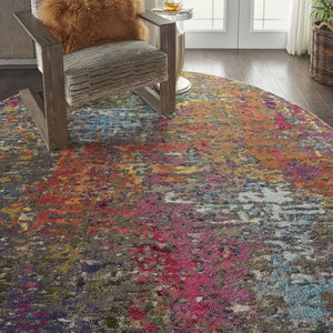 HomeRoots 4' Sunset Abstract Area Rug – Stylish Geometric Design for Living Rooms, Bedrooms & Home Offices 8' Round Round 480207