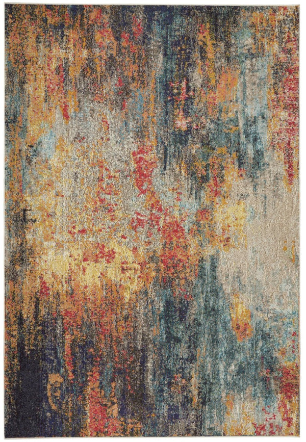HomeRoots 4' Multicolor Abstract Power Loom Area Rug - Vibrant, Non-Skid, Plush Design for Modern Spaces 4' X 6' Rectangle 480210