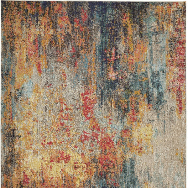 HomeRoots 4' Multicolor Abstract Power Loom Area Rug - Vibrant, Non-Skid, Plush Design for Modern Spaces 4' X 6' Rectangle 480210