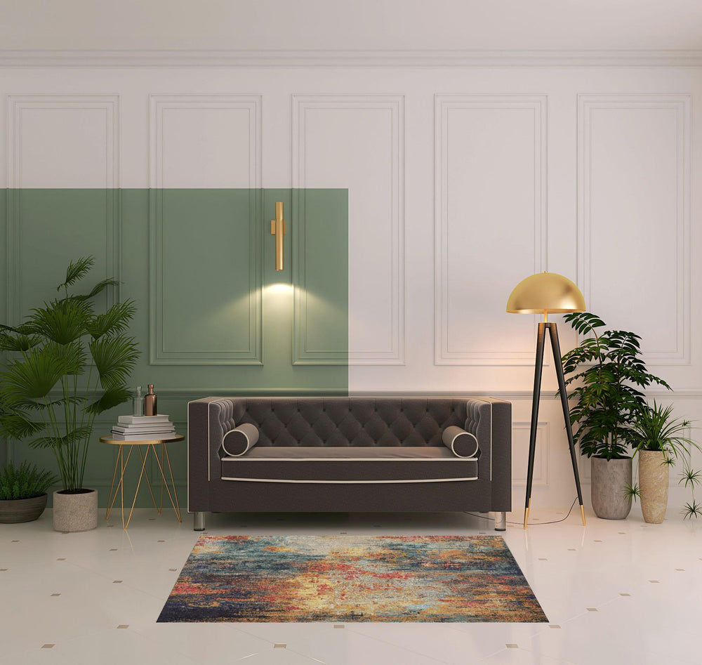 Homeroots 4' X 6' Multicolor Abstract Power Loom Non Skid Area Rug  Polypropylene 480210