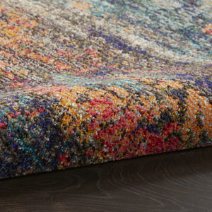 HomeRoots 4' Multicolor Abstract Power Loom Area Rug - Vibrant, Non-Skid, Plush Design for Modern Spaces 5' Round Round 480212