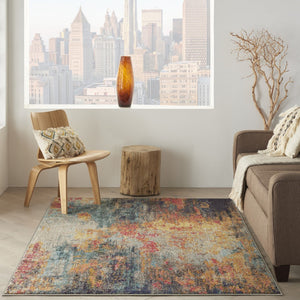 HomeRoots 4' Multicolor Abstract Power Loom Area Rug - Vibrant, Non-Skid, Plush Design for Modern Spaces 5' X 7' Rectangle 480213