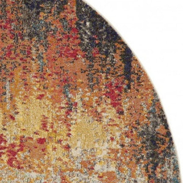 HomeRoots 4' Multicolor Abstract Power Loom Area Rug - Vibrant, Non-Skid, Plush Design for Modern Spaces 8' Round Round 480214