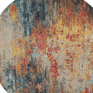 HomeRoots 4' Multicolor Abstract Power Loom Area Rug - Vibrant, Non-Skid, Plush Design for Modern Spaces 8' Round Round 480214