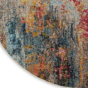 HomeRoots 4' Multicolor Abstract Power Loom Area Rug - Vibrant, Non-Skid, Plush Design for Modern Spaces 8' Round Round 480214