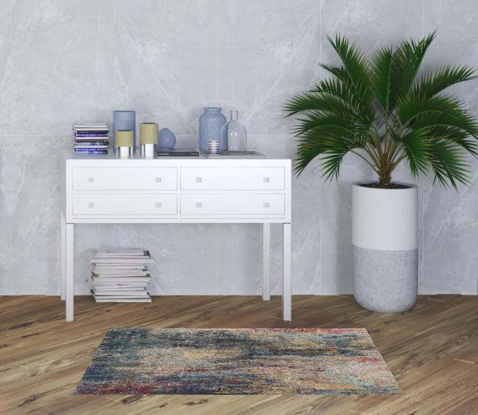 Homeroots 3' X 5' Multicolor Abstract Power Loom Non Skid Area Rug  Polypropylene 480216