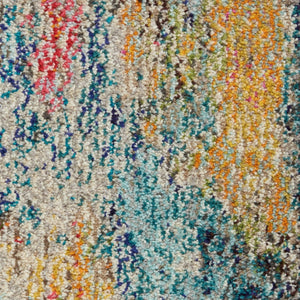 HomeRoots 4' Blue and Ivory Abstract Distressed Area Rug – Modern, Durable, and Easy-Care for Any Space 4' X 6' Rectangle 480217