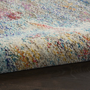 HomeRoots 4' Blue and Ivory Abstract Distressed Area Rug – Modern, Durable, and Easy-Care for Any Space 4' X 6' Rectangle 480217