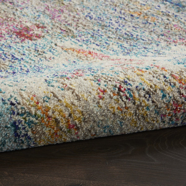 HomeRoots 4' Blue and Ivory Abstract Distressed Area Rug – Modern, Durable, and Easy-Care for Any Space 4' X 6' Rectangle 480217