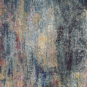 HomeRoots 4' Blue and Ivory Abstract Distressed Area Rug – Modern, Durable, and Easy-Care for Any Space 4' X 6' Rectangle 480217