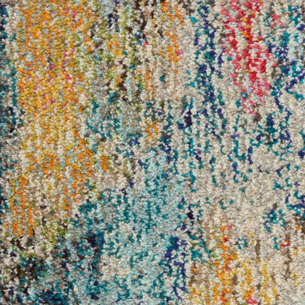 HomeRoots 4' Blue and Ivory Abstract Distressed Area Rug – Modern, Durable, and Easy-Care for Any Space 5' X 7' Rectangle 480220