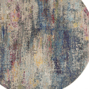 Homeroots 8' X 8' Multicolor Round Abstract Power Loom Non Skid Area Rug  Polypropylene 480221