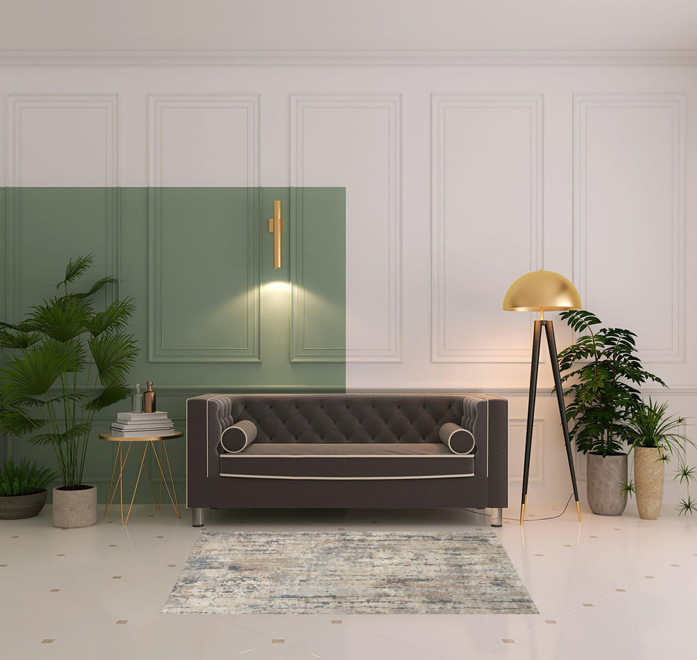 Homeroots 4' X 6' Beige And Grey Abstract Power Loom Non Skid Area Rug  Polypropylene 480225