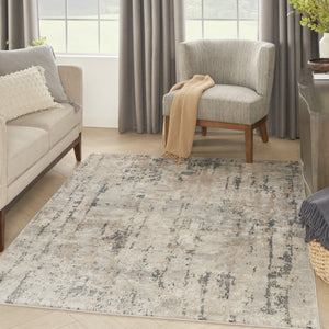 Homeroots 4' X 6' Beige And Grey Abstract Power Loom Non Skid Area Rug  Polypropylene 480225