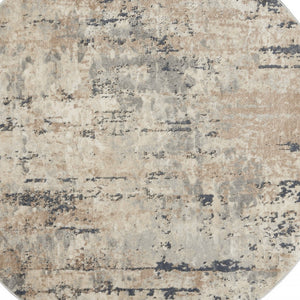 Homeroots 5' X 5' Beige And Grey Round Abstract Power Loom Non Skid Area Rug  Polypropylene 480227