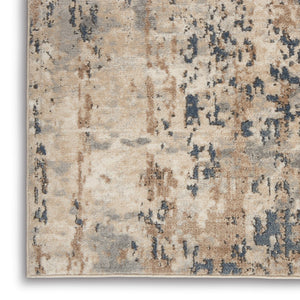 HomeRoots 5' Sophisticated Beige and Grey Abstract Area Rug - Non-Skid, Power-Loomed for Modern Spaces 5' X 7' Rectangle 480228