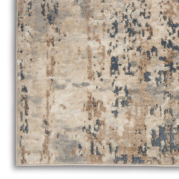 HomeRoots 5' Sophisticated Beige and Grey Abstract Area Rug - Non-Skid, Power-Loomed for Modern Spaces 5' X 7' Rectangle 480228