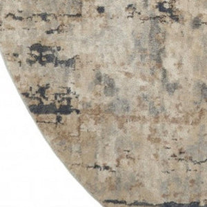 HomeRoots 5' Sophisticated Beige and Grey Abstract Area Rug - Non-Skid, Power-Loomed for Modern Spaces 8' Round Round 480229