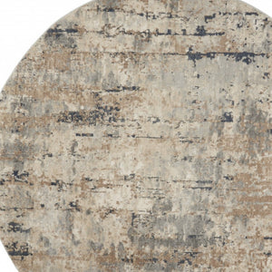 HomeRoots 5' Sophisticated Beige and Grey Abstract Area Rug - Non-Skid, Power-Loomed for Modern Spaces 8' Round Round 480229