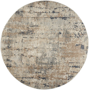 HomeRoots 5' Sophisticated Beige and Grey Abstract Area Rug - Non-Skid, Power-Loomed for Modern Spaces 8' Round Round 480229