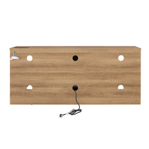 English Elm TV LED Fireplace TV Stand with Bluetooth LED Lights, Remote, USB Charging & Ample Storage, 58" Oak W2275P257558