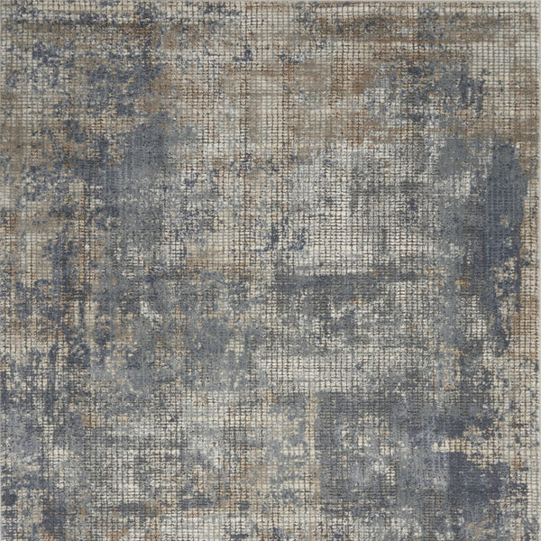 Homeroots 4' X 6' Blue And Beige Abstract Power Loom Distressed Non Skid Area Rug  Polypropylene 480233