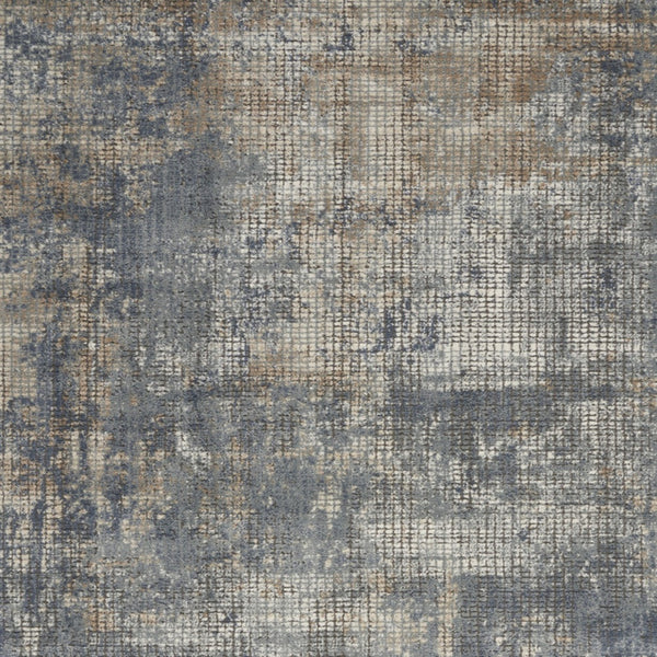 Homeroots 4' X 6' Blue And Beige Abstract Power Loom Distressed Non Skid Area Rug  Polypropylene 480233