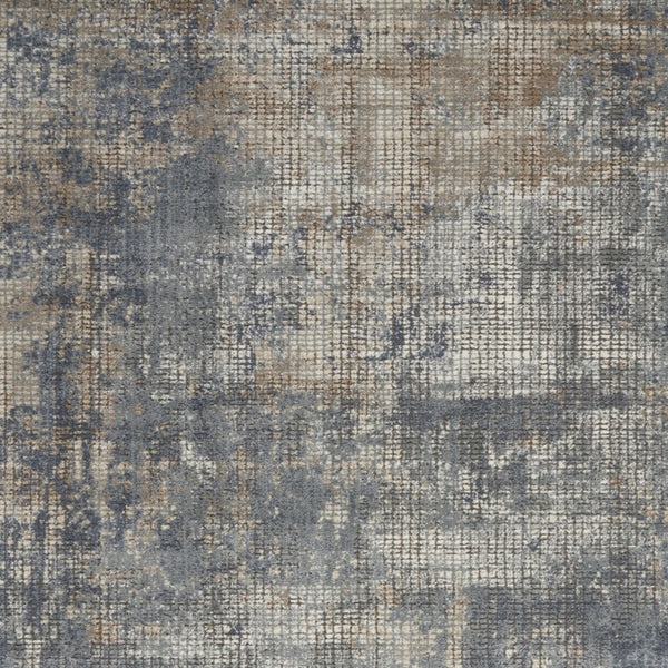 Homeroots 4' X 6' Blue And Beige Abstract Power Loom Distressed Non Skid Area Rug  Polypropylene 480233
