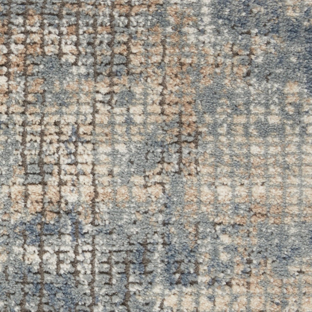HomeRoots 5' Blue and Beige Abstract Area Rug - Durable Power Loomed Design with Non-Skid Backing for Style 5' X 7' 480234