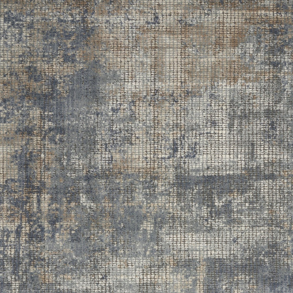 Homeroots 5' X 7' Blue And Beige Abstract Power Loom Distressed Non Skid Area Rug  Polypropylene 480234