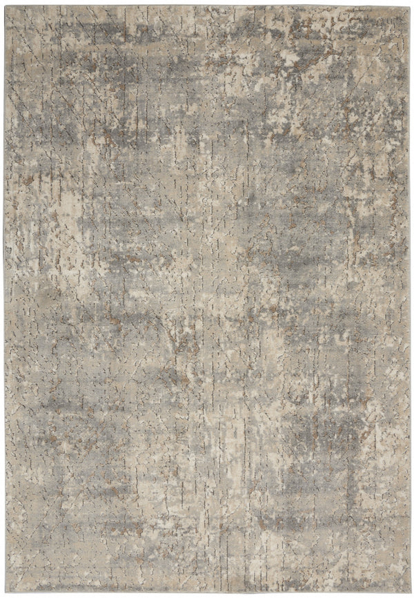 Homeroots 4' X 6' Beige And Grey Abstract Power Loom Non Skid Area Rug  Polypropylene 480238