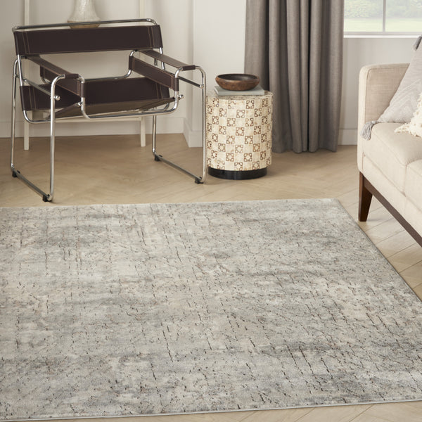 Homeroots 4' X 6' Beige And Grey Abstract Power Loom Non Skid Area Rug  Polypropylene 480238