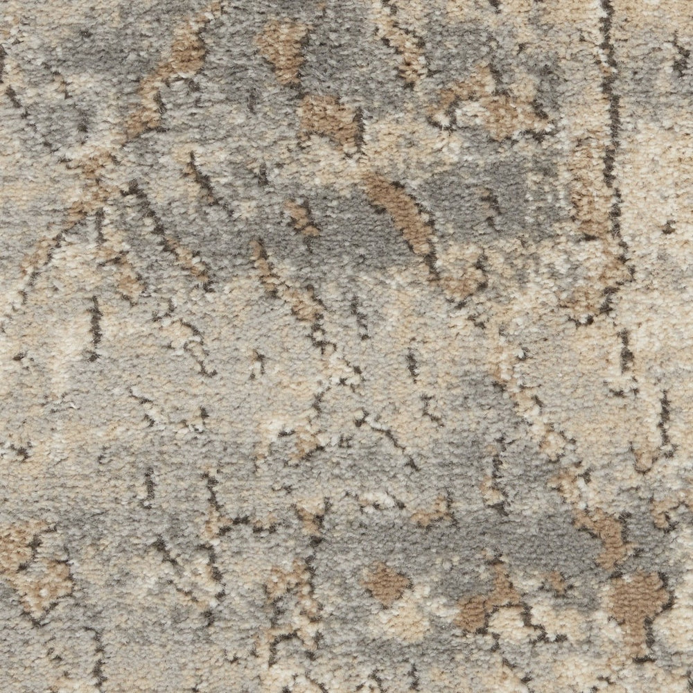 HomeRoots 5' Beige and Grey Abstract Area Rug - Power Loomed, Non-Skid Backing for Living Room Comfort 5' X 7' 480239