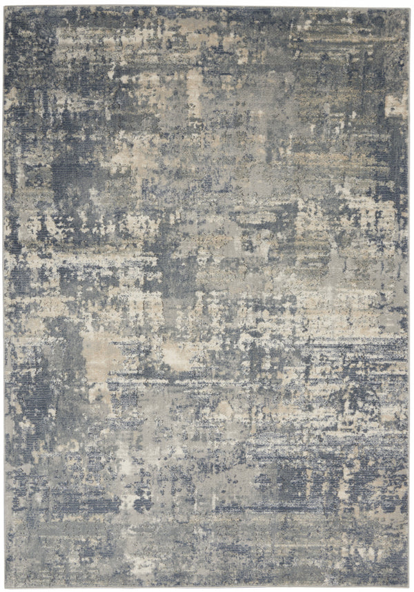Homeroots 4' X 6' Grey And Beige Abstract Power Loom Non Skid Area Rug  Polypropylene 480243