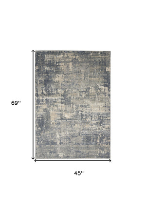 Homeroots 4' X 6' Grey And Beige Abstract Power Loom Non Skid Area Rug  Polypropylene 480243