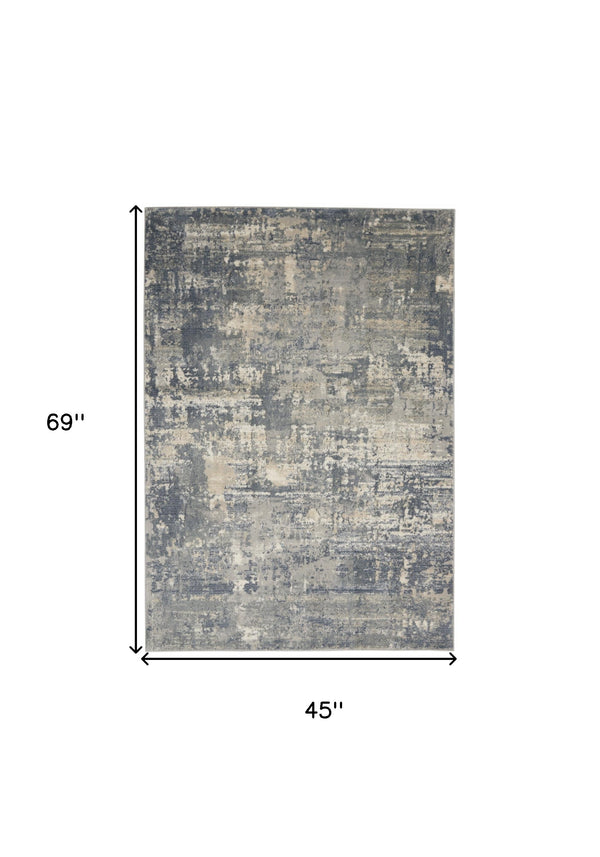 Homeroots 4' X 6' Grey And Beige Abstract Power Loom Non Skid Area Rug  Polypropylene 480243