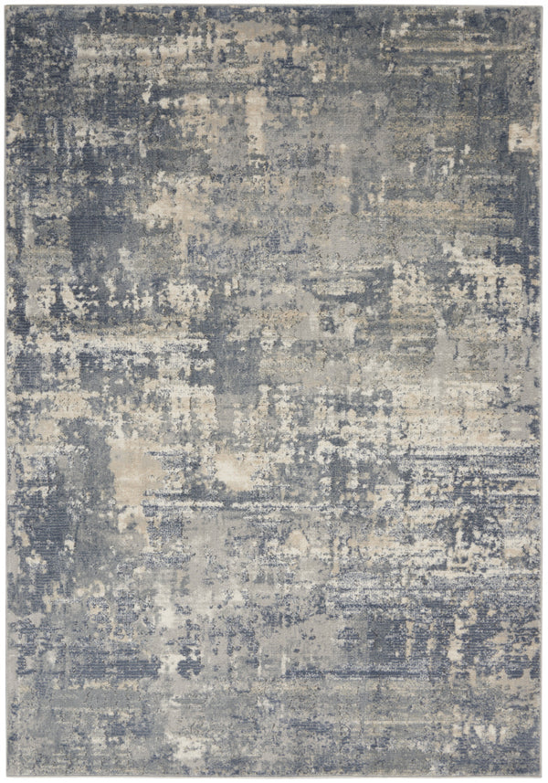Homeroots 5' X 7' Grey And Beige Abstract Power Loom Non Skid Area Rug  Polypropylene 480244