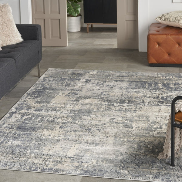 HomeRoots 5' Abstract Grey and Beige Area Rug – Soft, Non-Skid, Power-Loomed Design for Modern Living Spaces 5' X 7' 480244