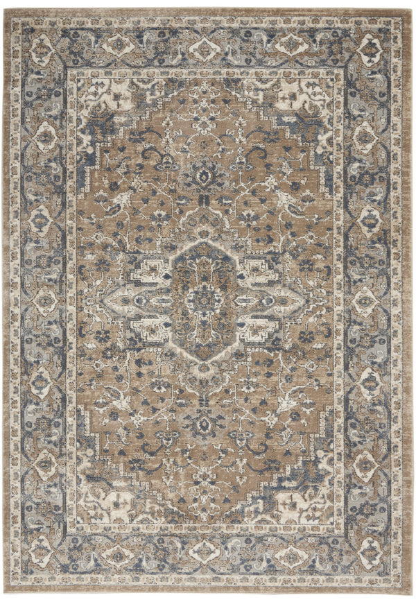 Homeroots 4' X 6' Beige And Grey Oriental Power Loom Non Skid Area Rug  Polypropylene 480248