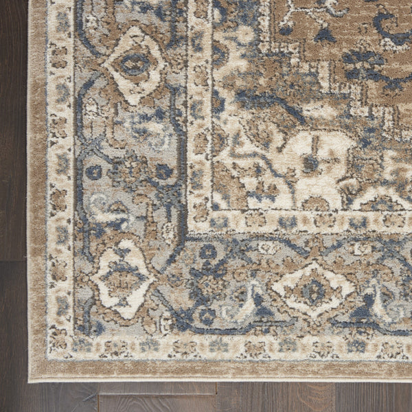 Homeroots 4' X 6' Beige And Grey Oriental Power Loom Non Skid Area Rug  Polypropylene 480248