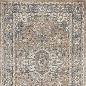 Homeroots 5' X 7' Beige And Grey Oriental Power Loom Non Skid Area Rug  Polypropylene 480251