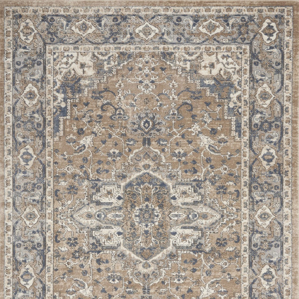 Homeroots 5' X 7' Beige And Grey Oriental Power Loom Non Skid Area Rug  Polypropylene 480251